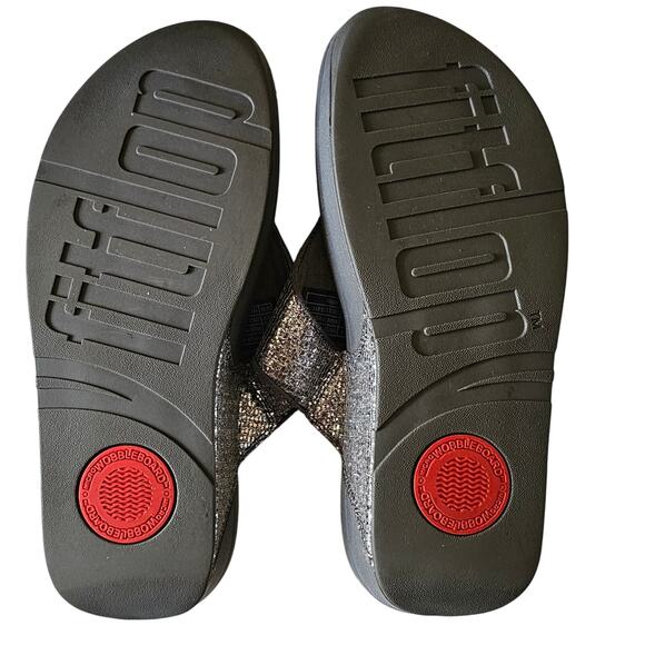 FitFlop Lulu Superglitz Silver Metallic Platform Thong Toe Post Sandals Size 7 - Picture 9 of 9